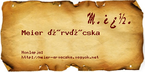 Meier Árvácska névjegykártya